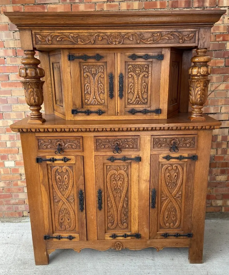 Small Neo Renaissance Oak Court Cupboard 1