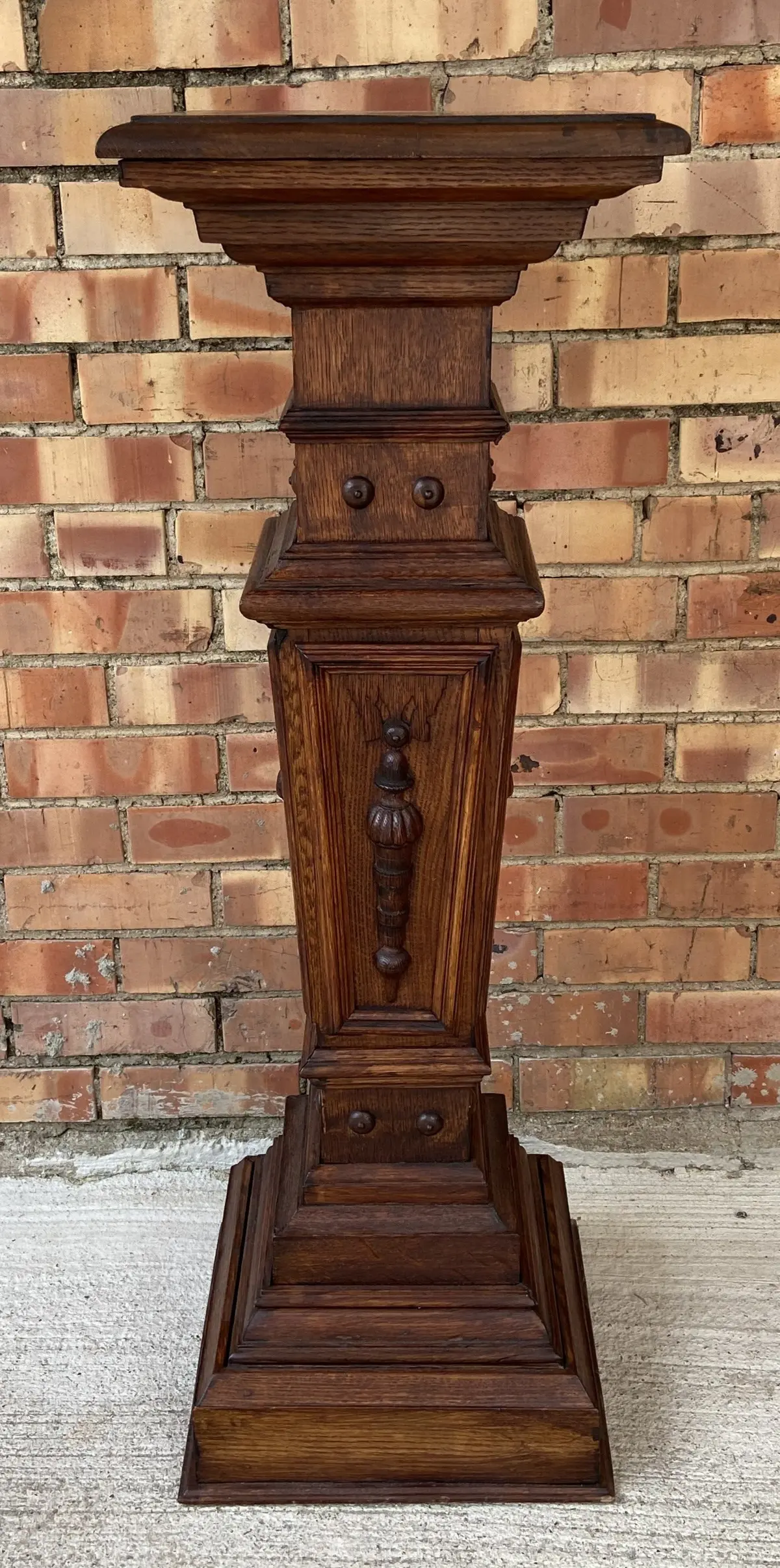 Flemish Carved Oak Pedestal 1