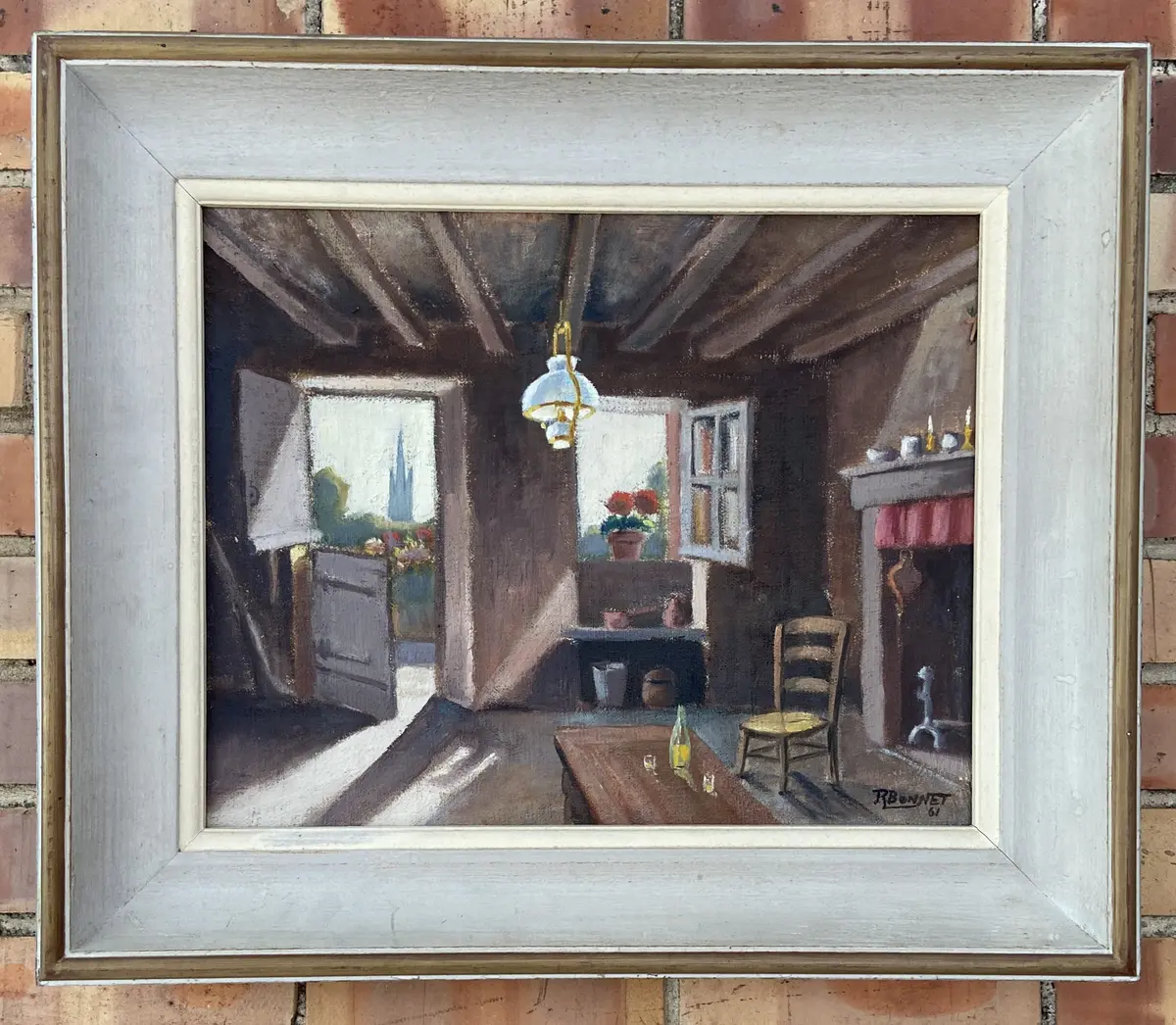 Interior Landscape Oil Painting By R. Bonnet 1