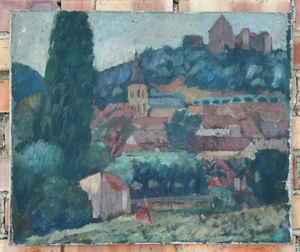 Unframed Impressionist Landscape Oil Painting As Found 1