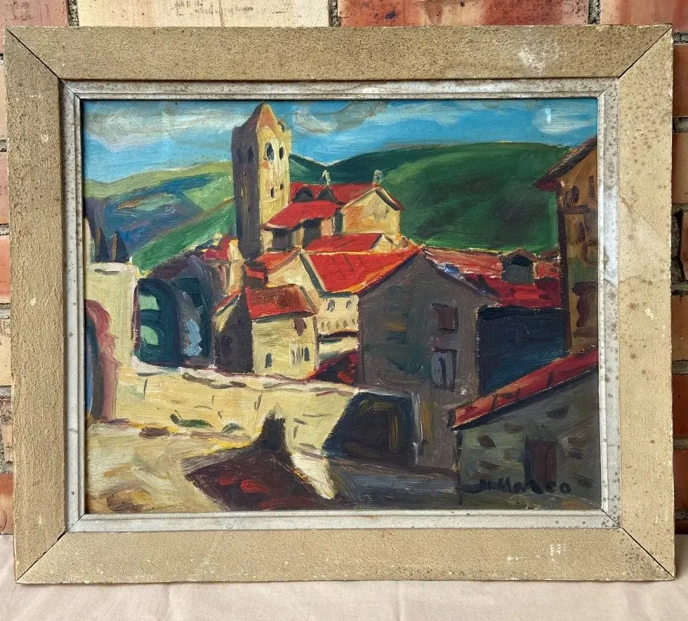 Colorful Impressionist Mountain Village Oil Painting 1