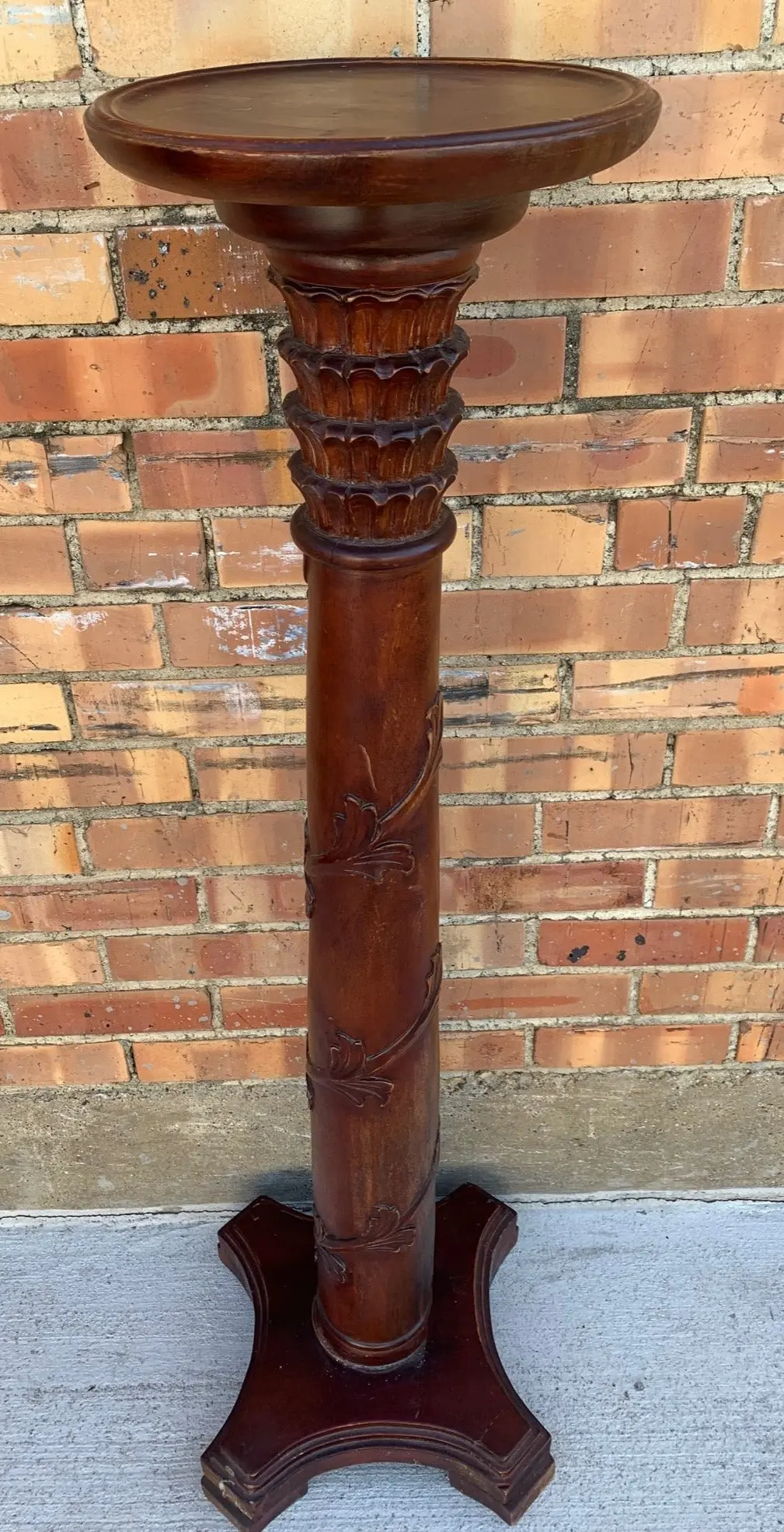 Tall Leaf Carved Pedestal - Not Old 1