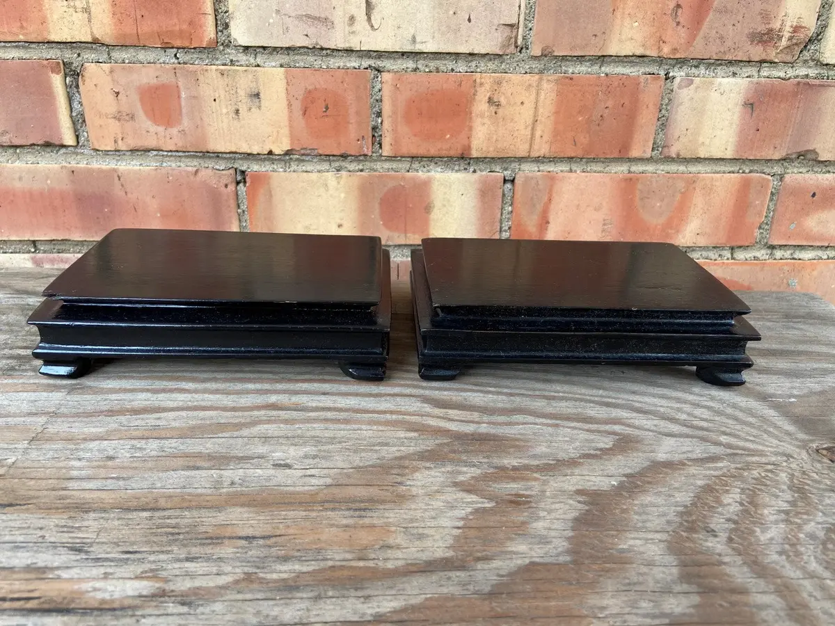 Pair Of Small Black Asian Plinths 1