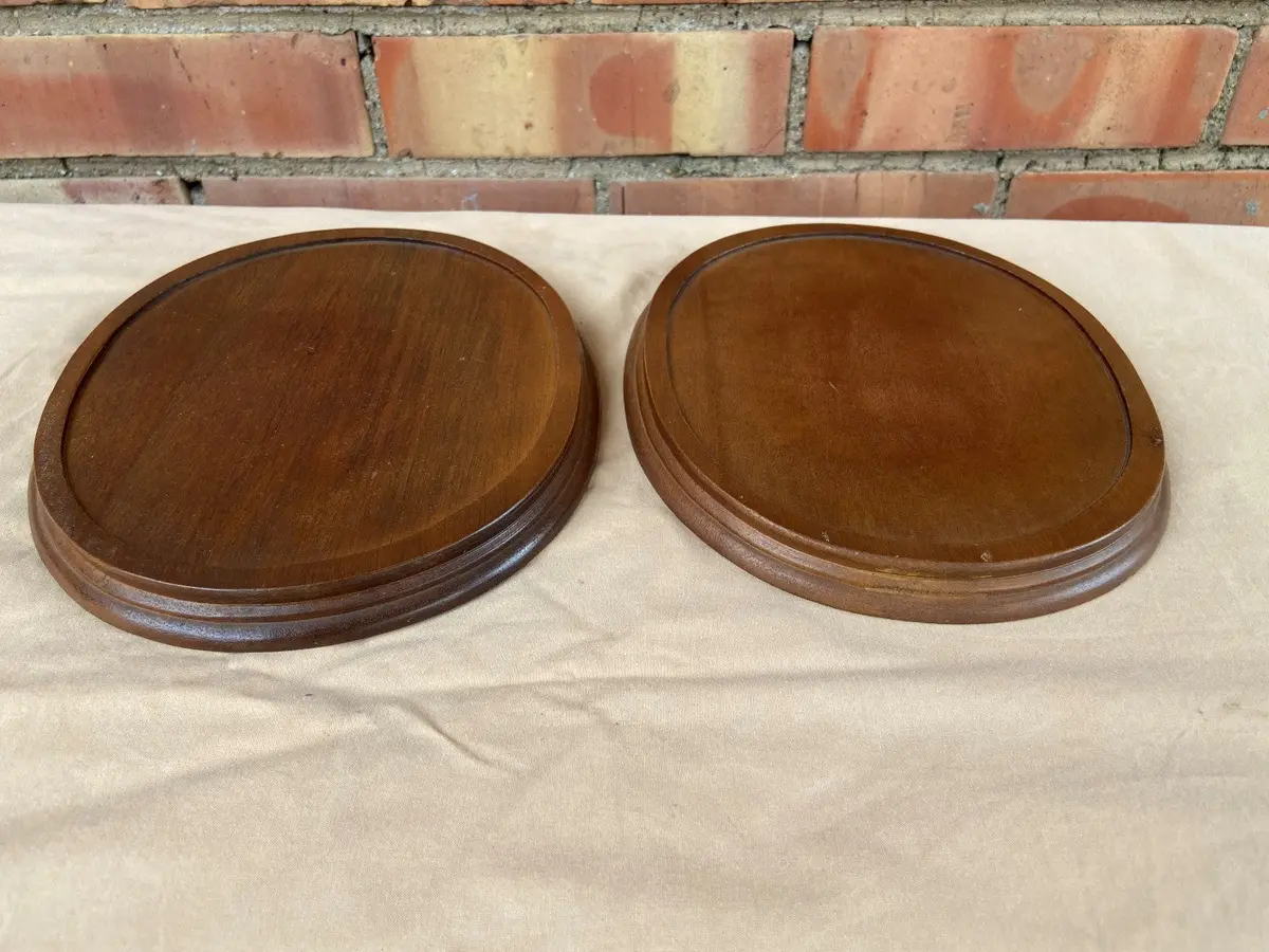Pair Of Blonde Oval Platform Stands 1