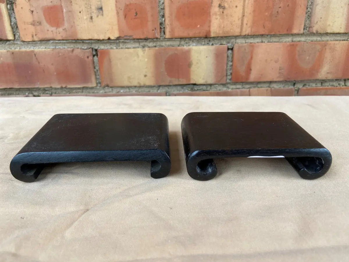 Pair Of Small Square Black Asian Stands 1