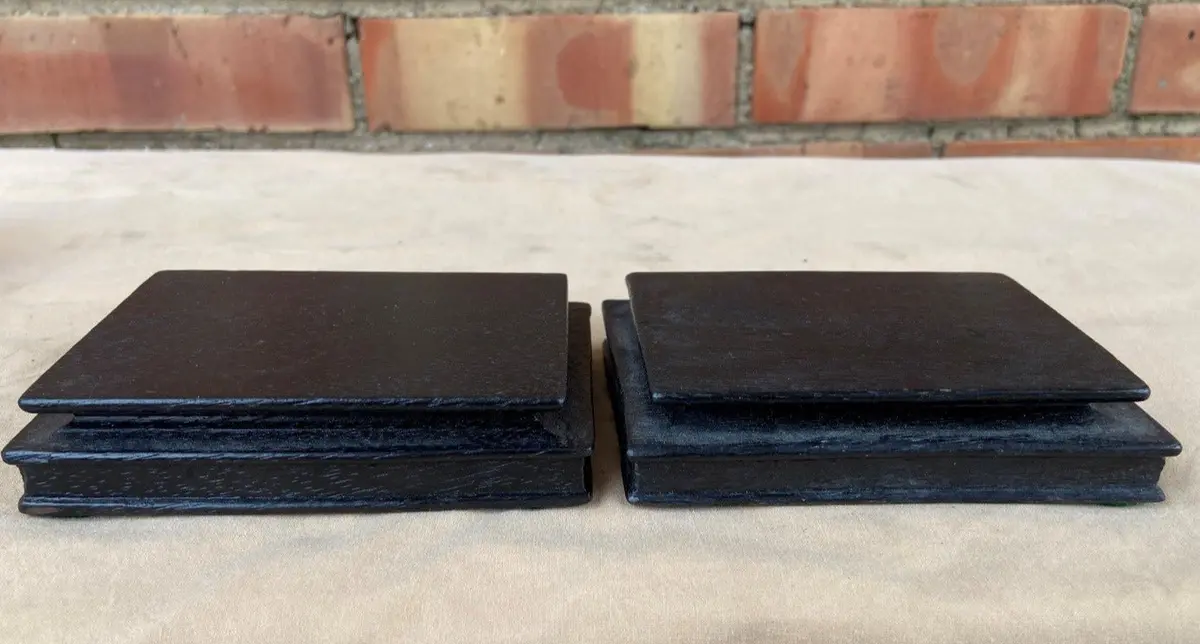 Pair Of Rectangular Black Asian Plinth Stands 1