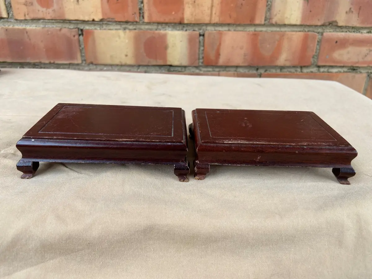 Pair Of Rectangular Mahogany Asian Plinth Stands 1