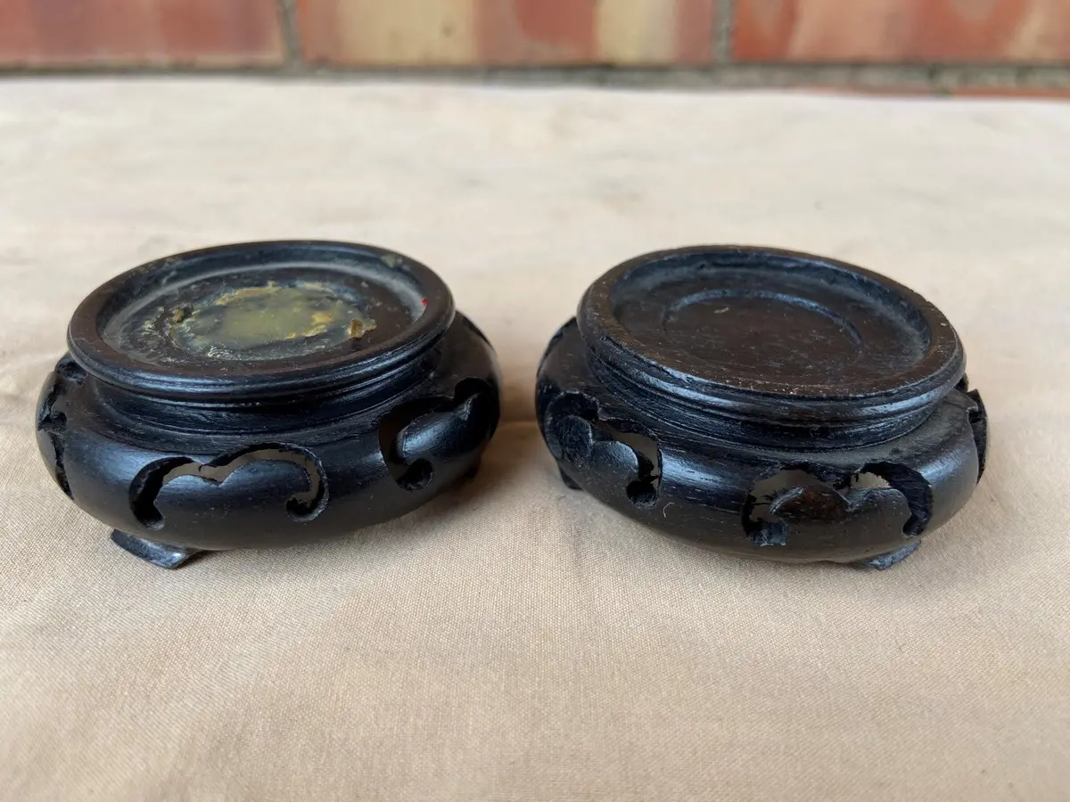 Pair Of Tiny Pierce Carved Asian Stands 1