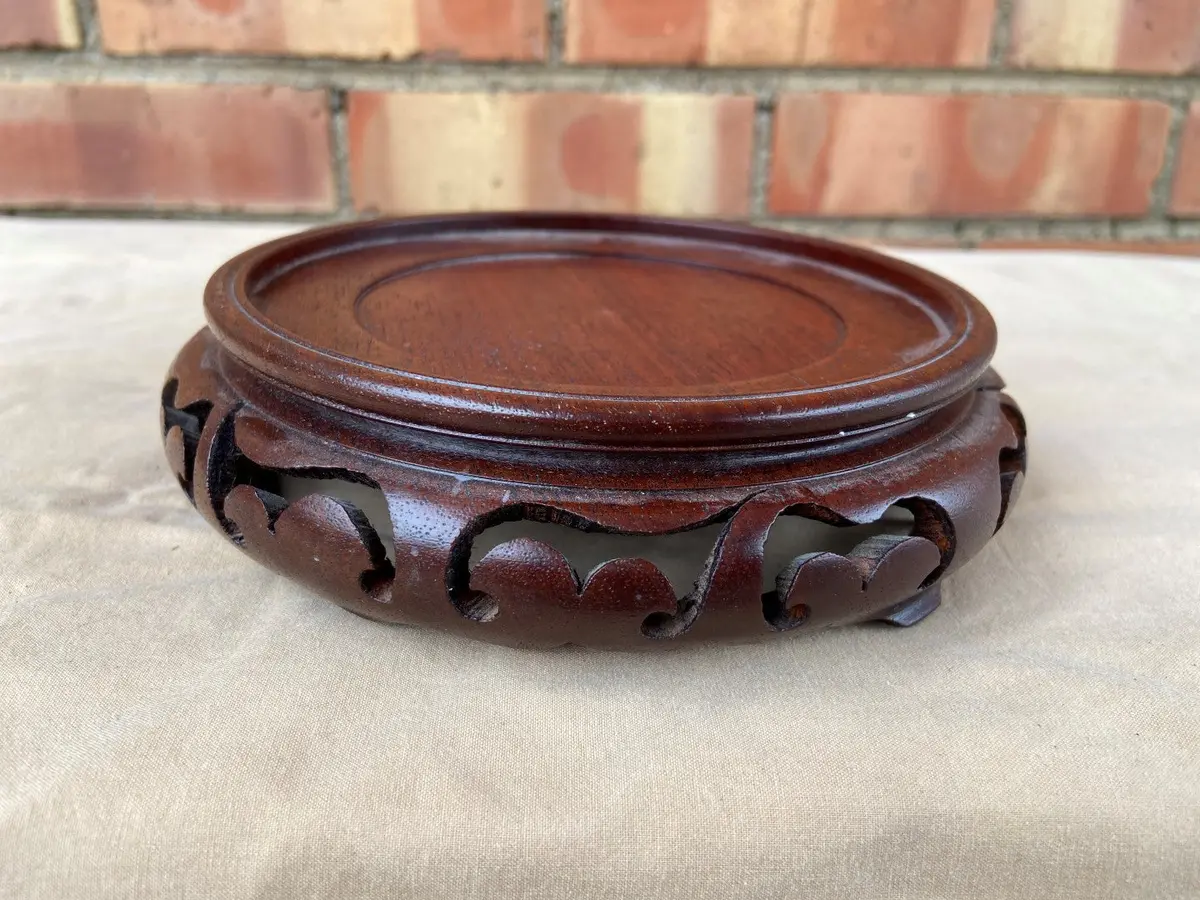 Pierce Carved Round Mahogany Stand 1
