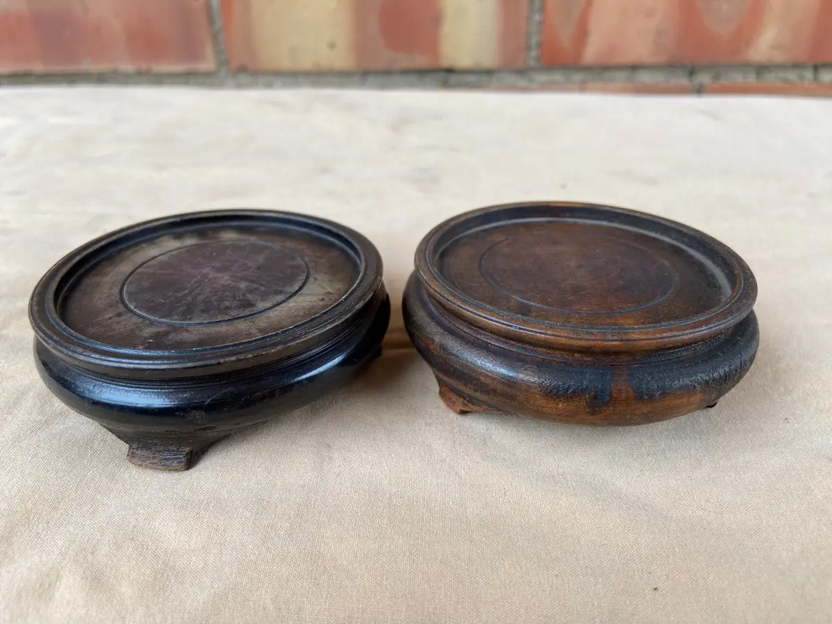 Pair Of Tiny Brown Footed Stands 1