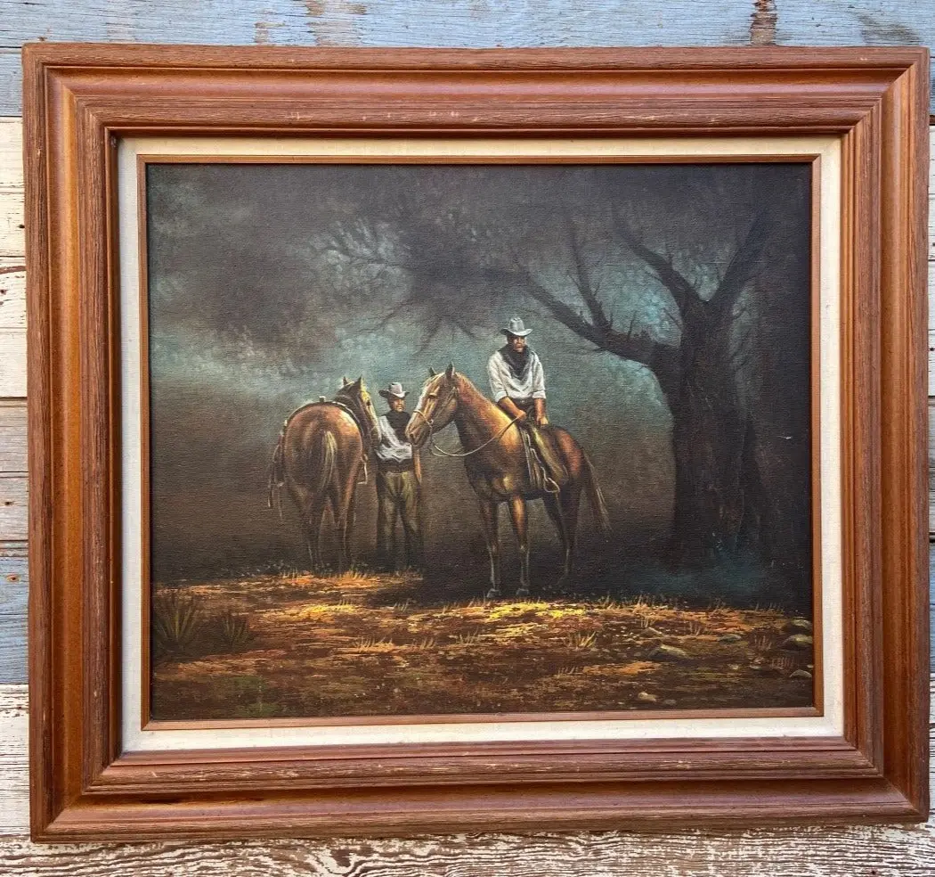 Twin Cowboys At Night Oil Painting 1