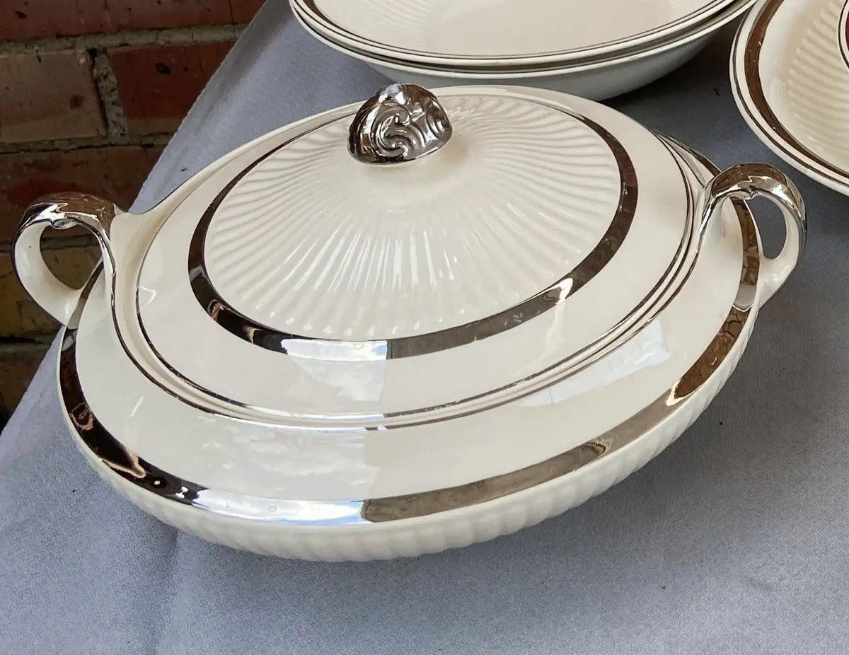 Silver Rim Vintage Casserole With Lid 1