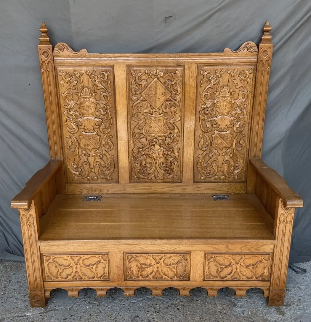 Light Oak Gothic Bench With Armour 1