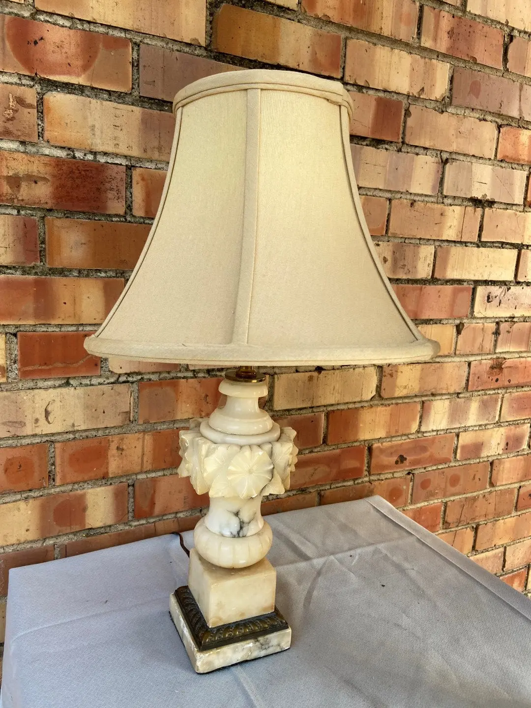 Small Carved Marble Lamp With Square Base 1