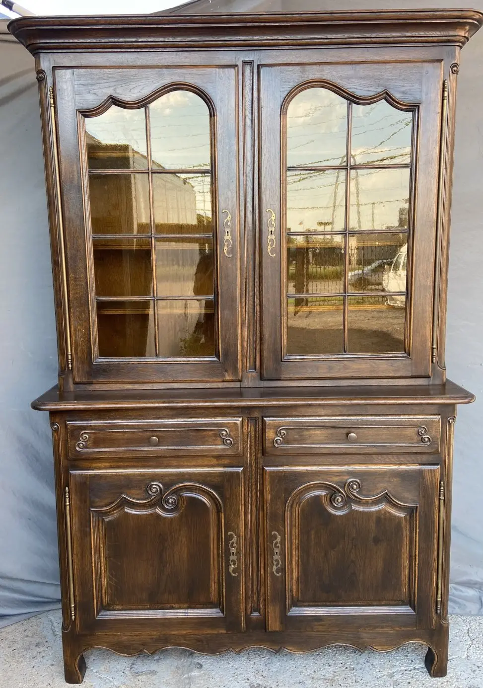 Dark Oak Rustic 2 Piece China Cabinet 1