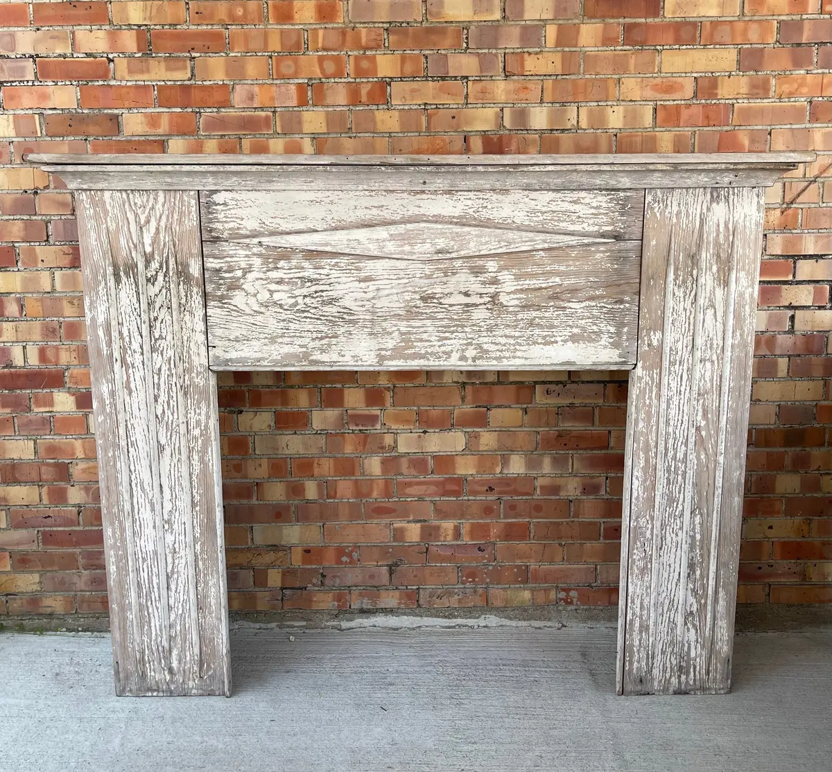 Antique Shabby Chic White Painted Pine Mantle 1