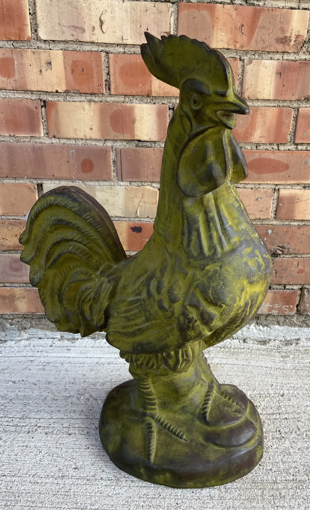 Large Green Cast Iron Rooster Statue 1