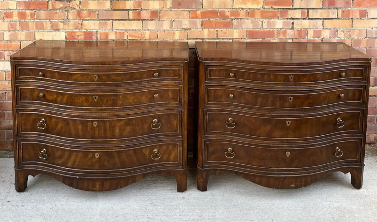 Pair Of Heritage Lowboy Oxbow Front Vintage Chests 1