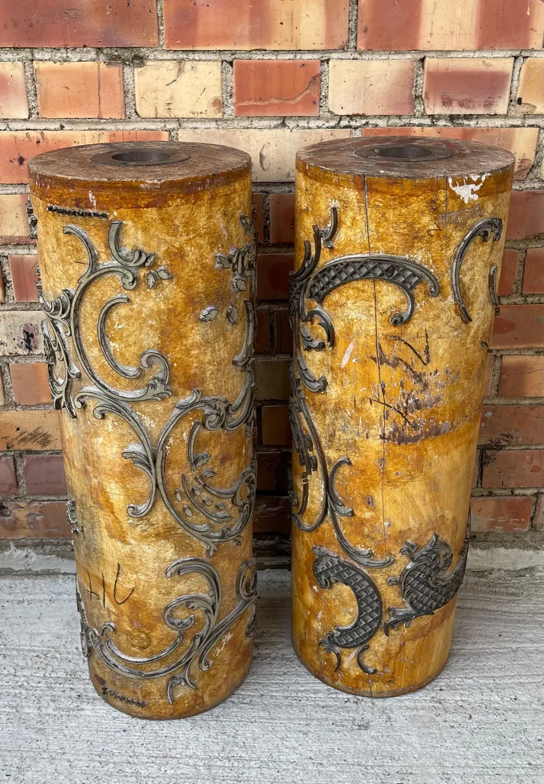 Pair Of Japanese Rolling Print Cylinders 1