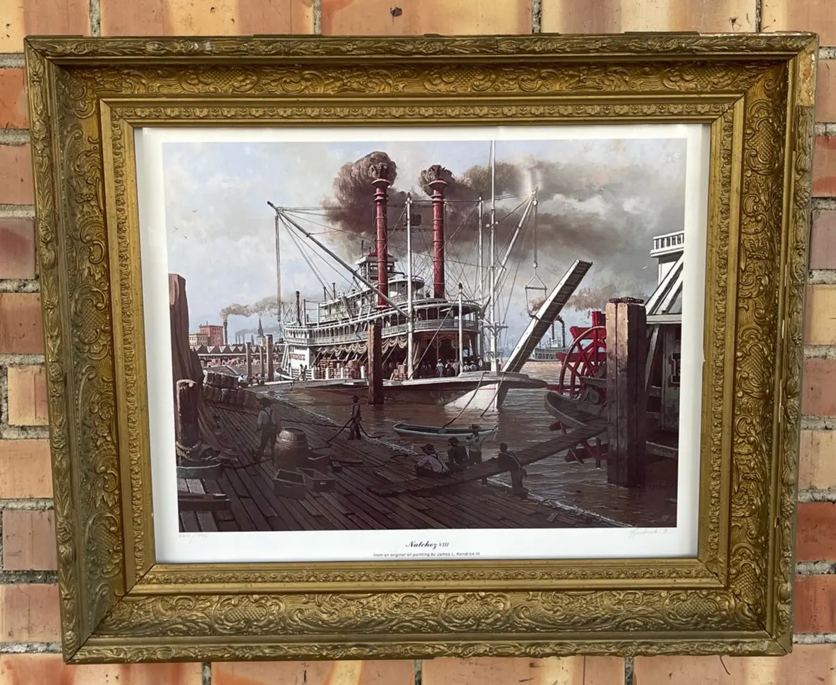 Lmeted Edtion Natchez Viii Steamboat Print In 19Th Centuery Frame 1