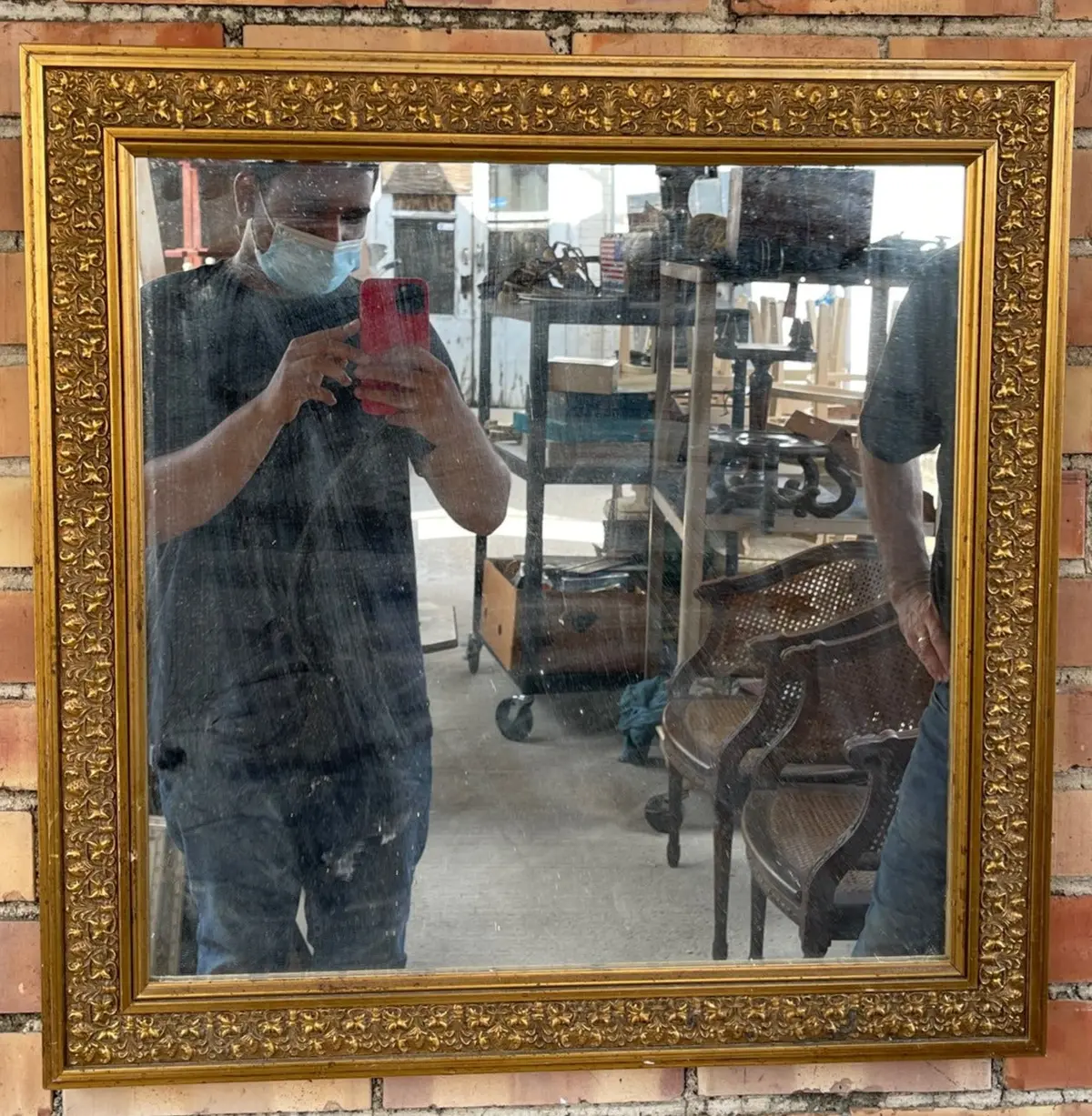 Small Square Gold Gesso Framed  Mirror 1
