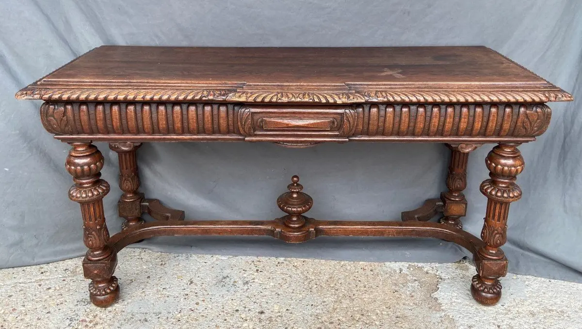 Henri Ii Long Finial Accented Oak Console 1