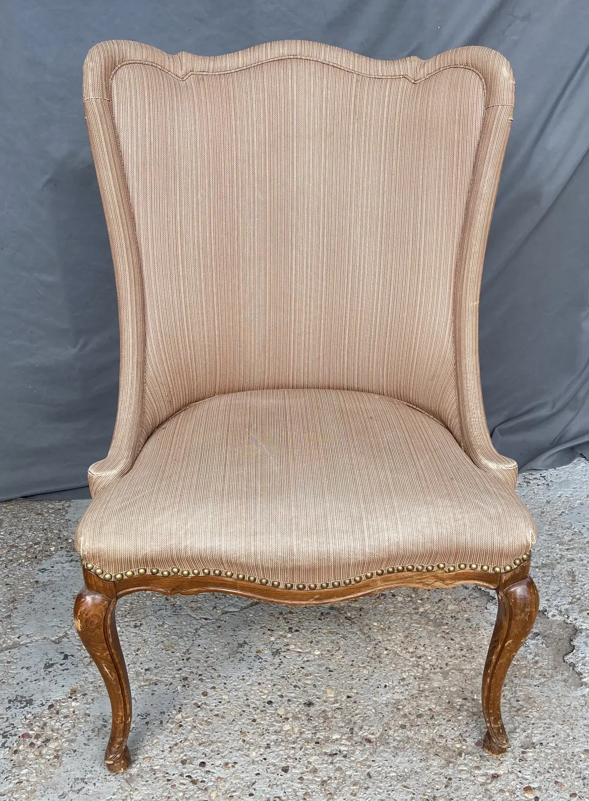 Hoof Footed Armless French Chair - As Is Upholstery 1