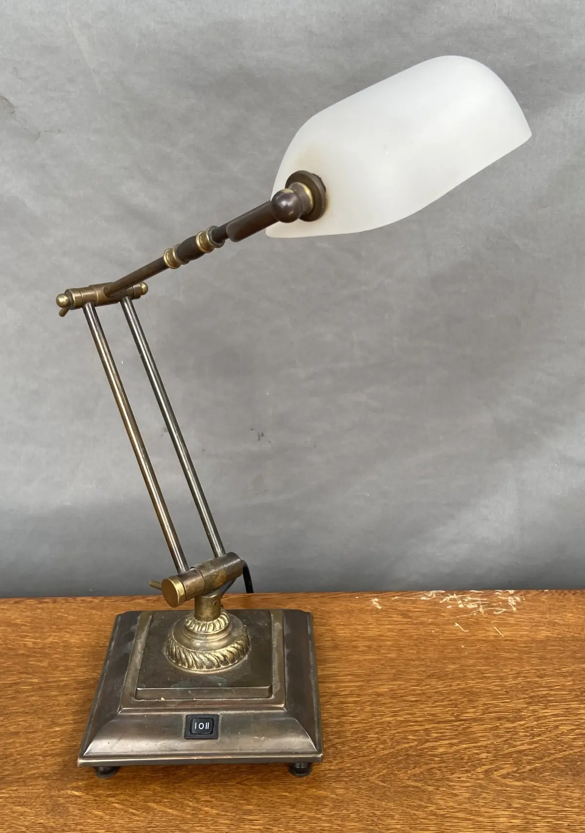 Brass And White Glass Desk Lamp 1