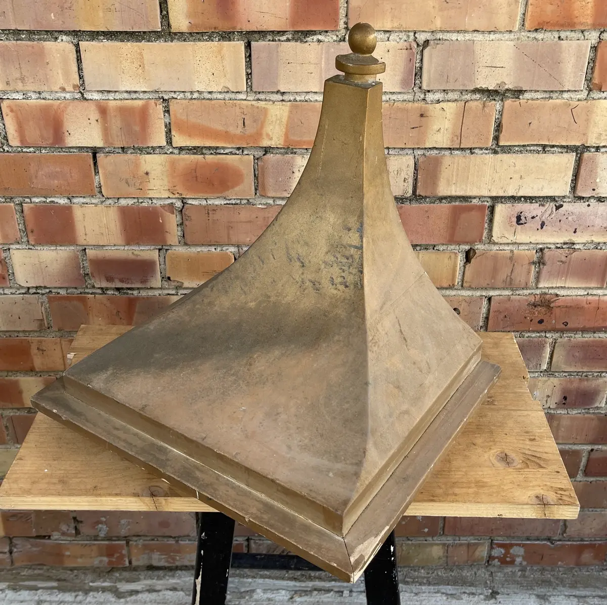 Single Large Gold Wood Modern  Sconce Shelf 1
