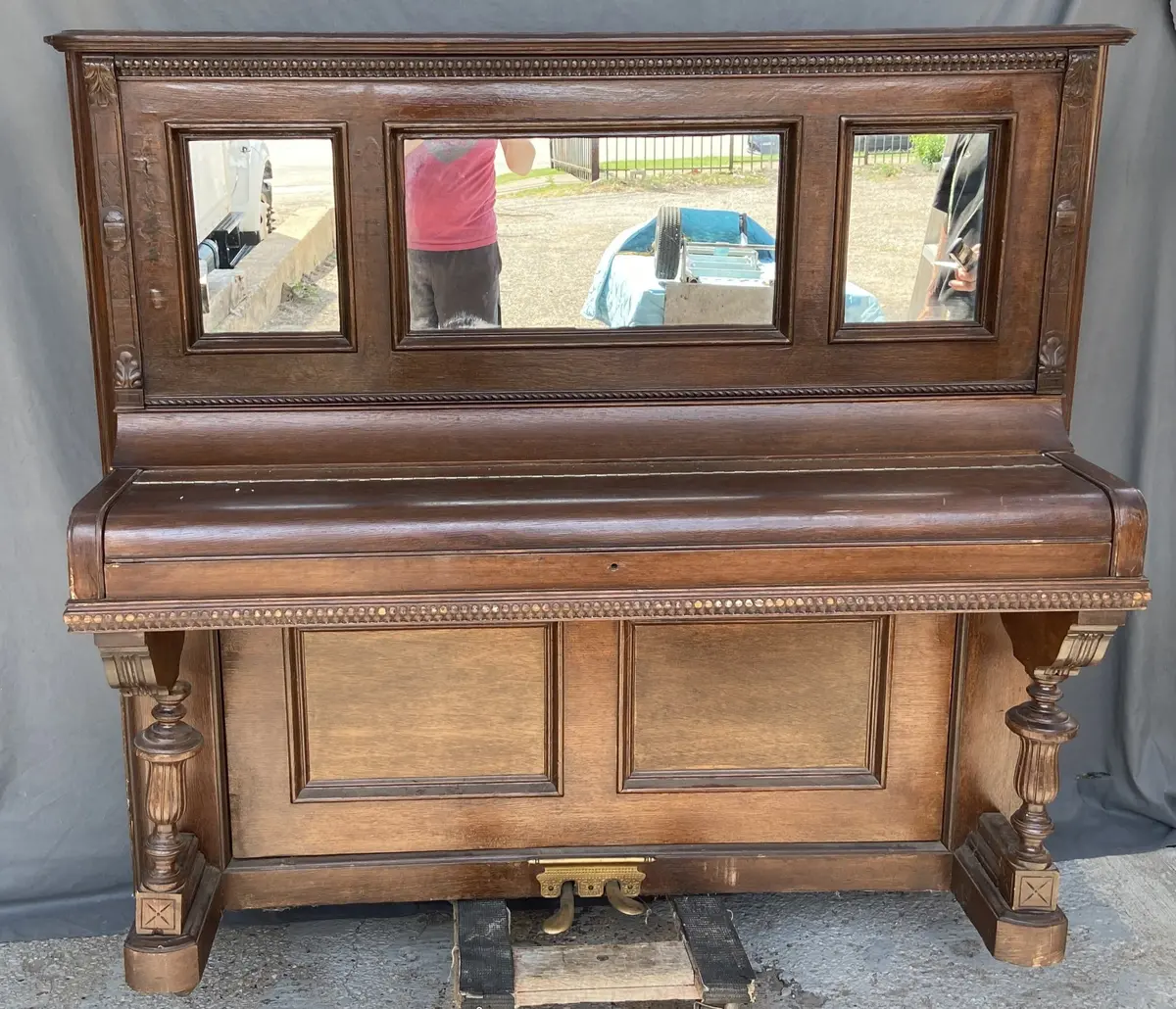 1886 James And Holmstrom Upright Oak Piano 1