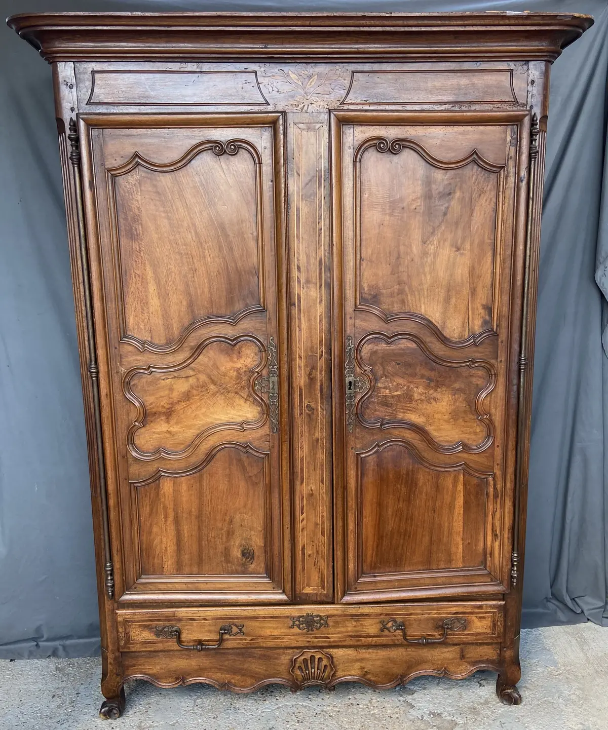 Large Peg Constructed Walnut Armoire 1