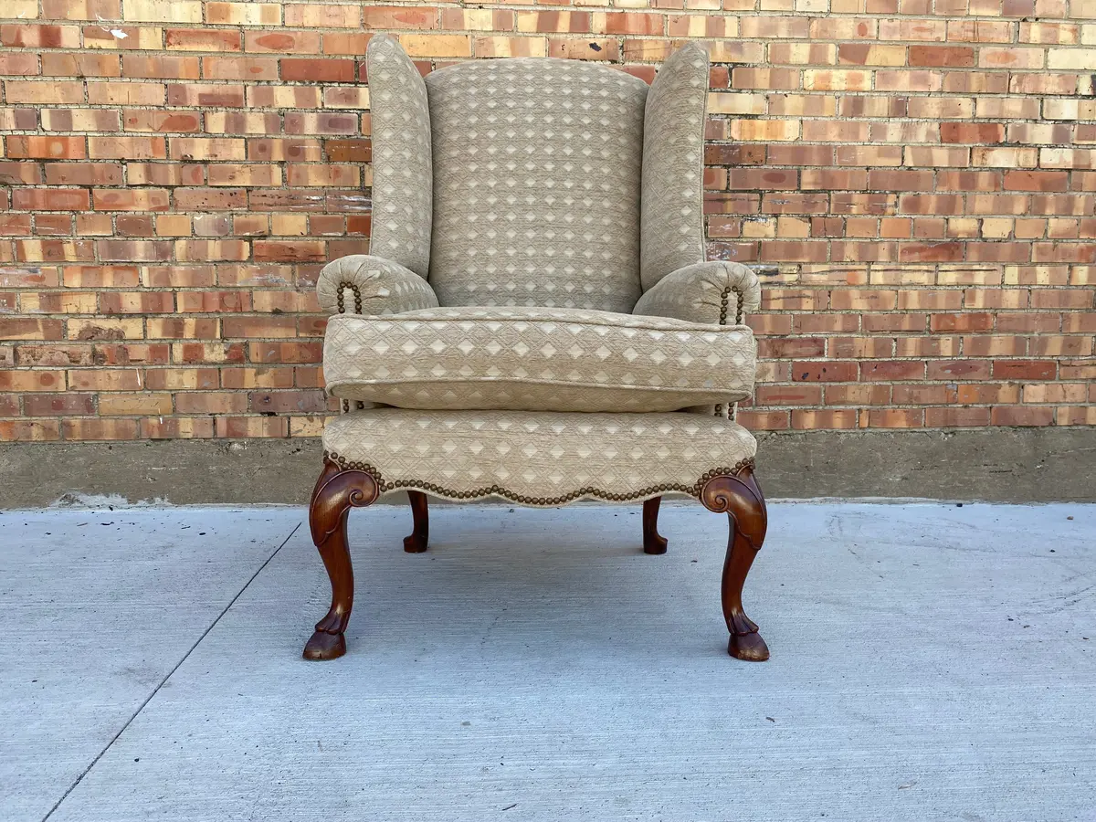 Wing Back Armchair With Hoof Feet 1
