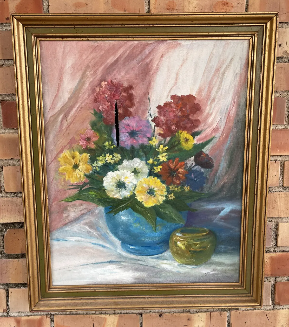 Green And Gold Frame With As Is Floral Painting 1