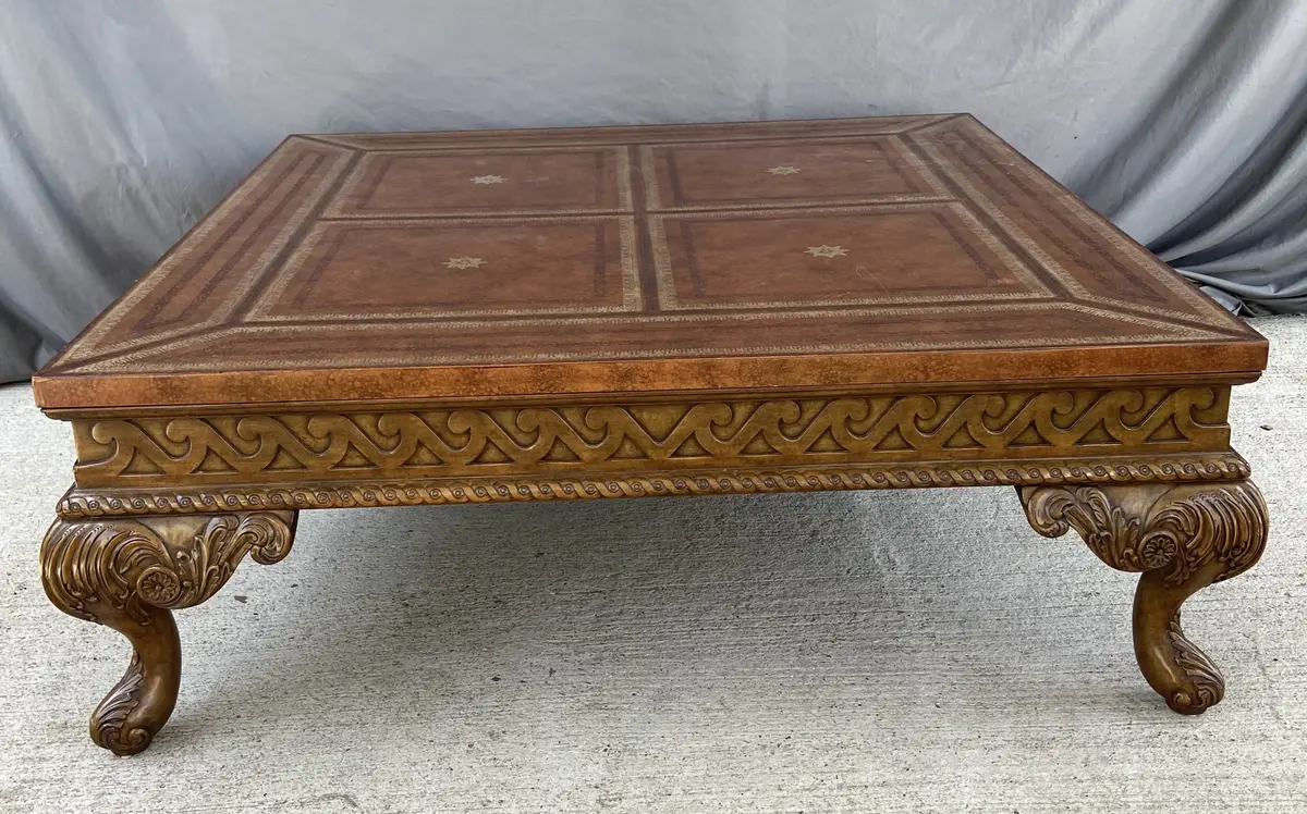 Maitland Smith Square Wood And Leather Top Coffee Table 1
