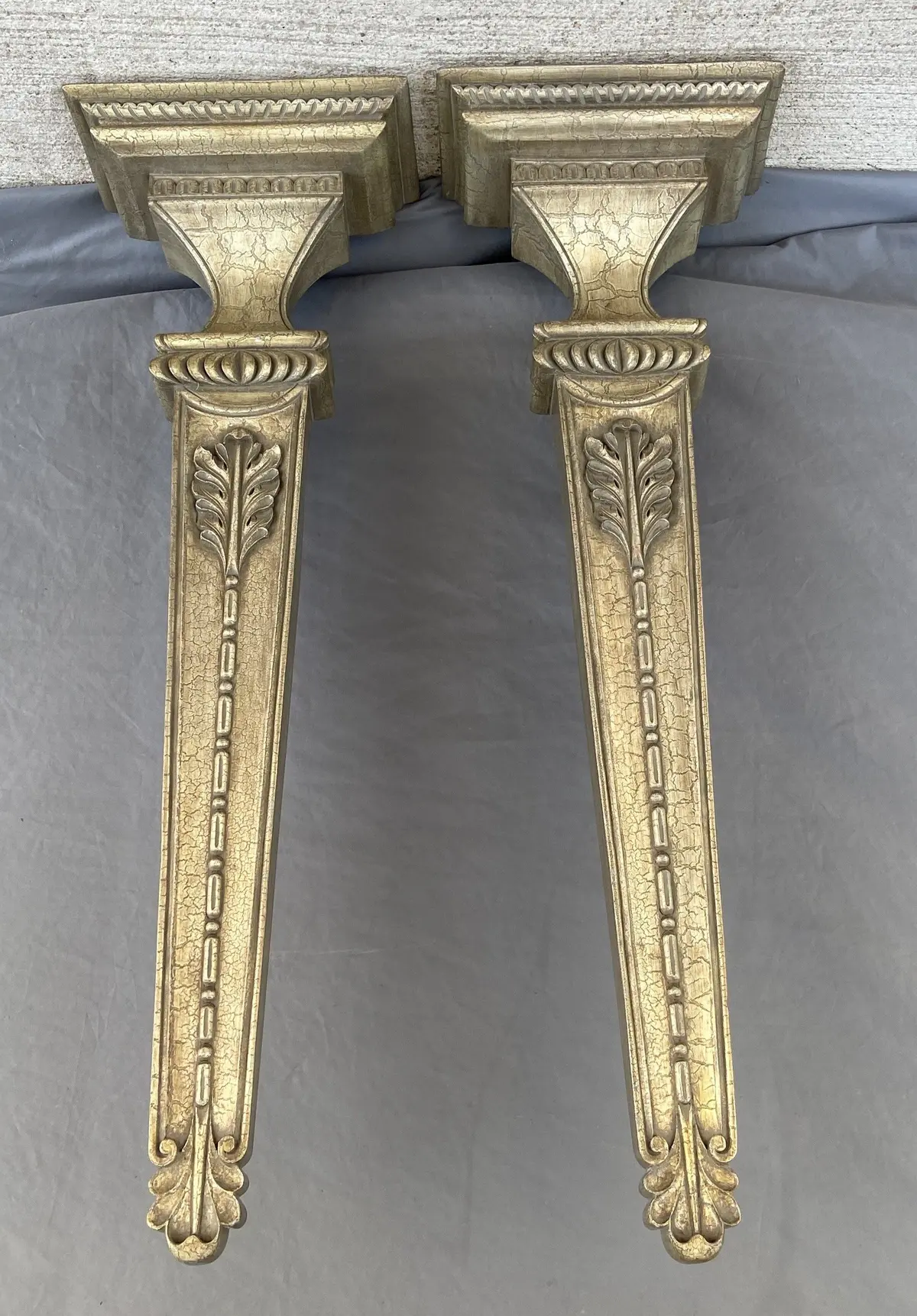 Pair Of Tall Composite Silver Painted Wall Sconces 1