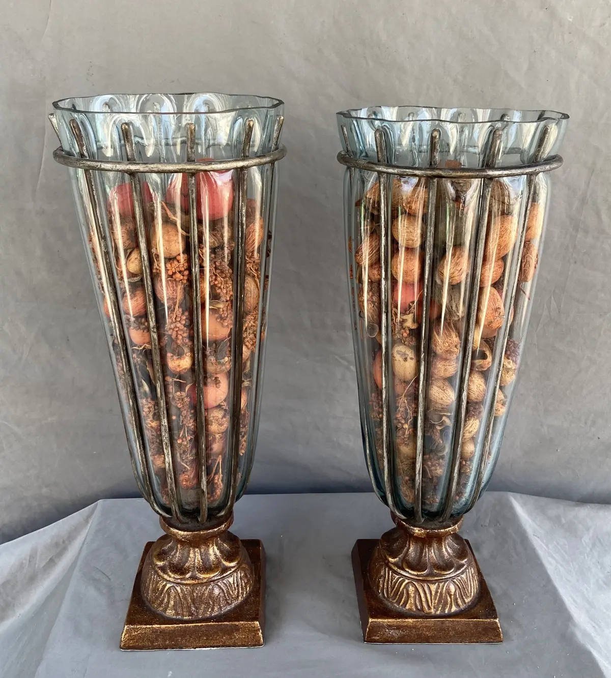 Pair Of Decorative Resin And Iron Vases - Not Old 1