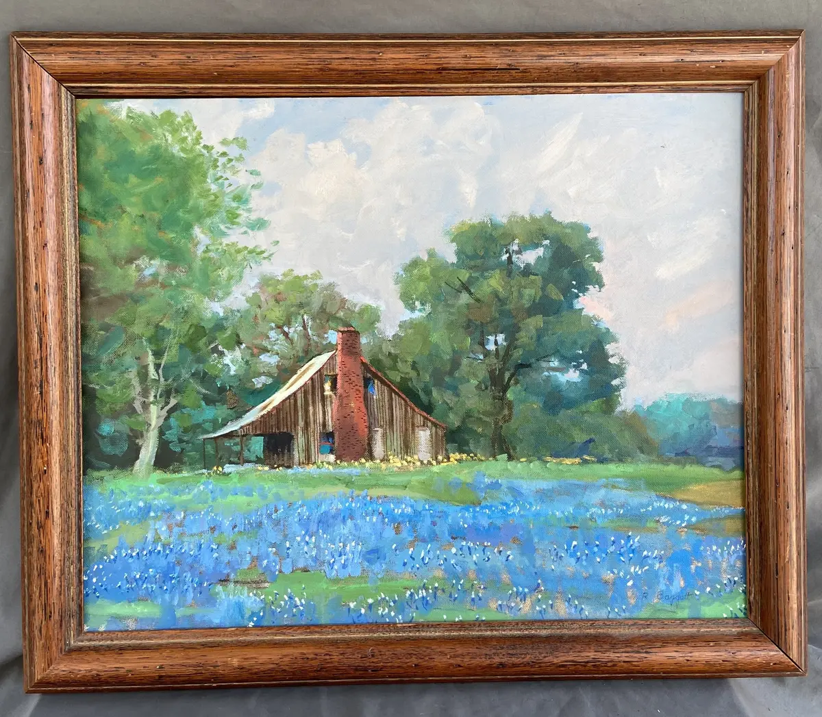 Framed Bluebonnet Oil Painting 1