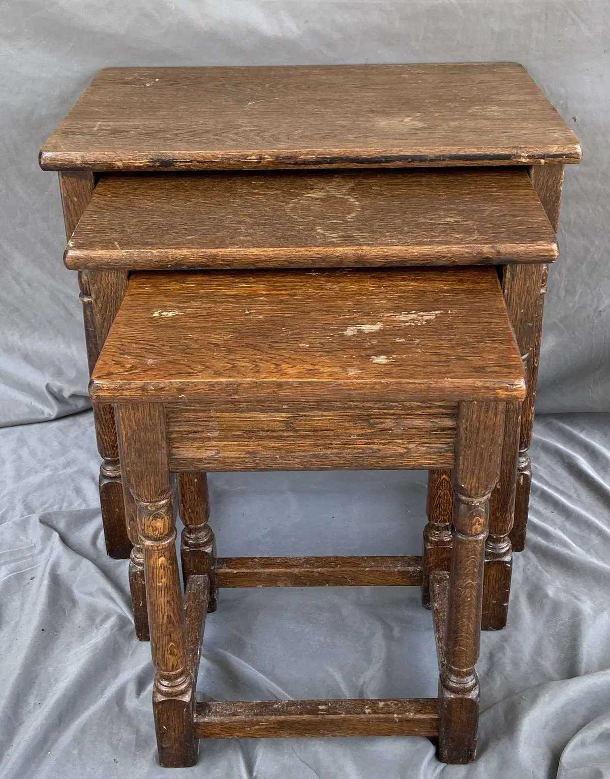 Set Of 3 Brown Ash Nesting Tables 1