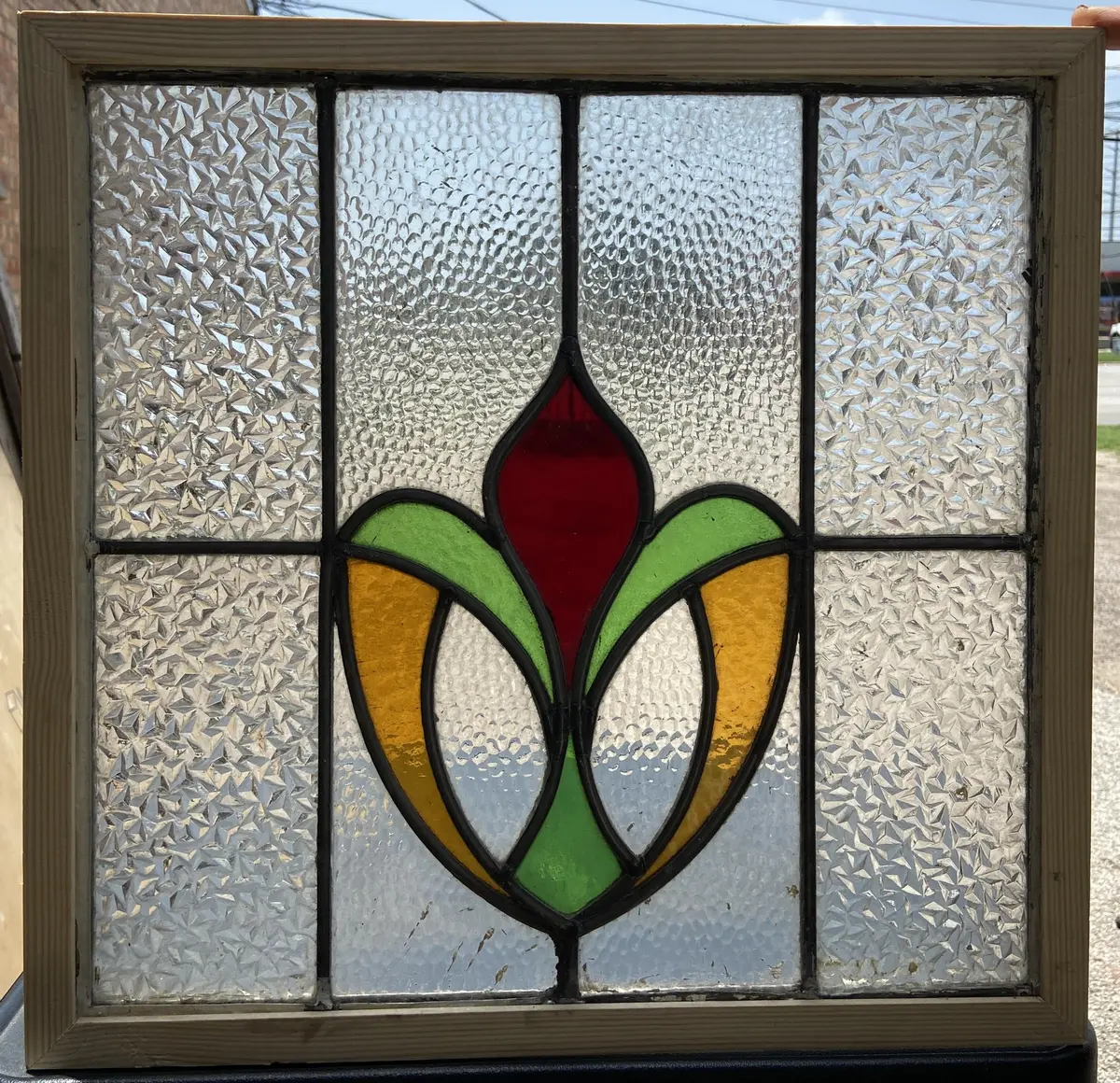 3 Color Stained Glass Window Reframed 1