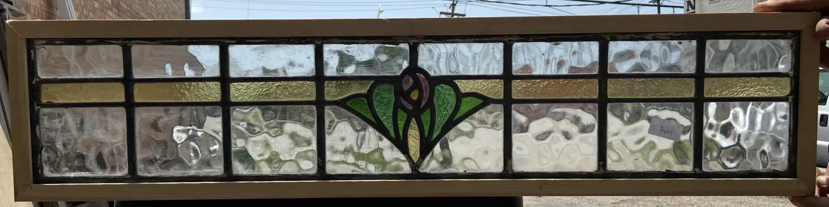 4 Color Stained Glass Transom Window Reframed 1