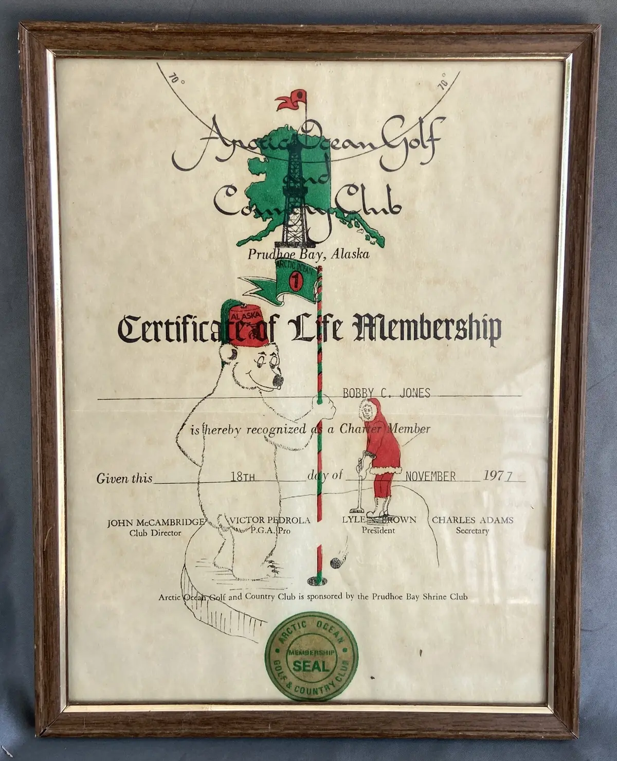 Polar Bear Golf Certificate 1