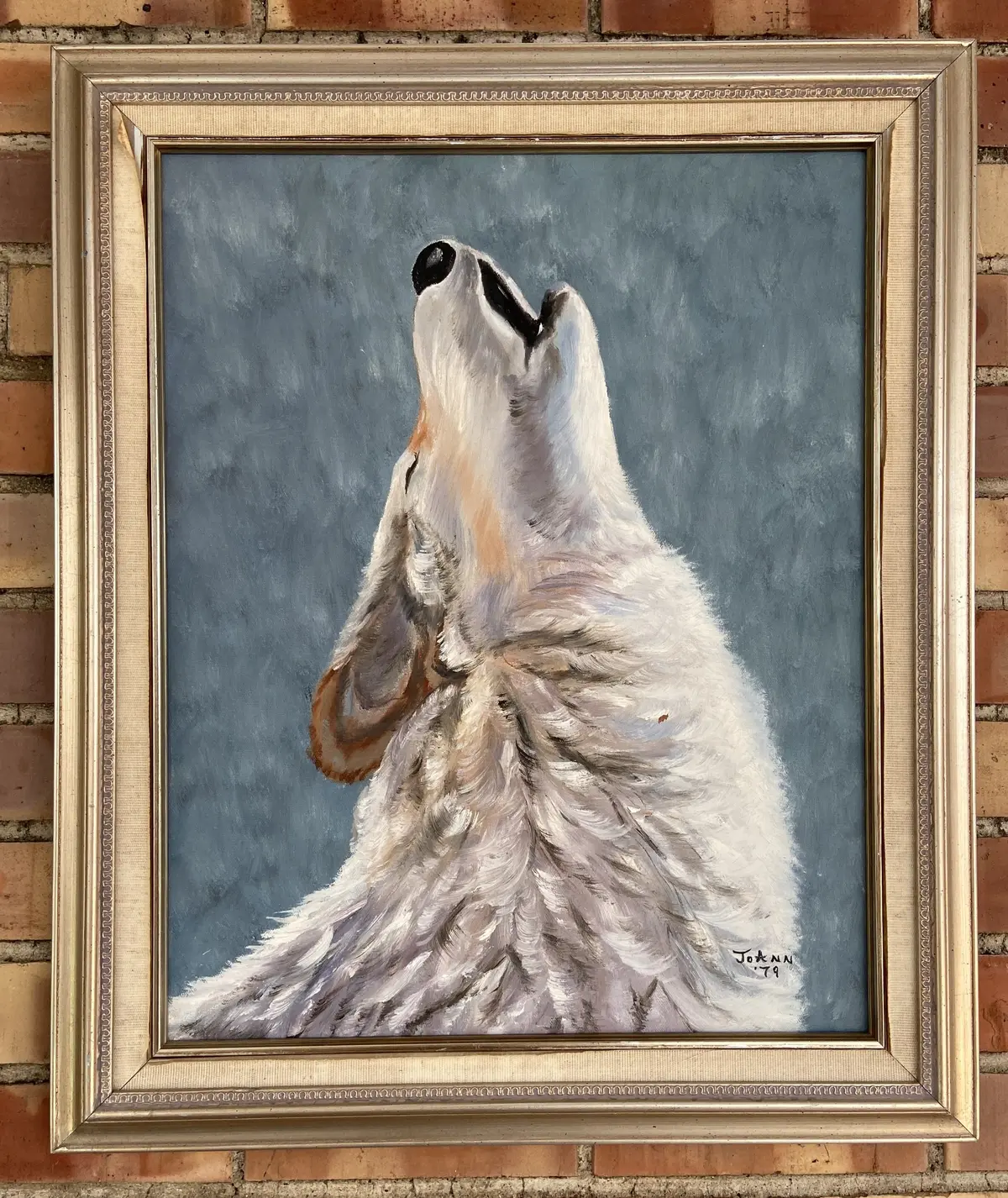 Framed Oil Painting Of Wolf By Joann (1 Of 2) 1
