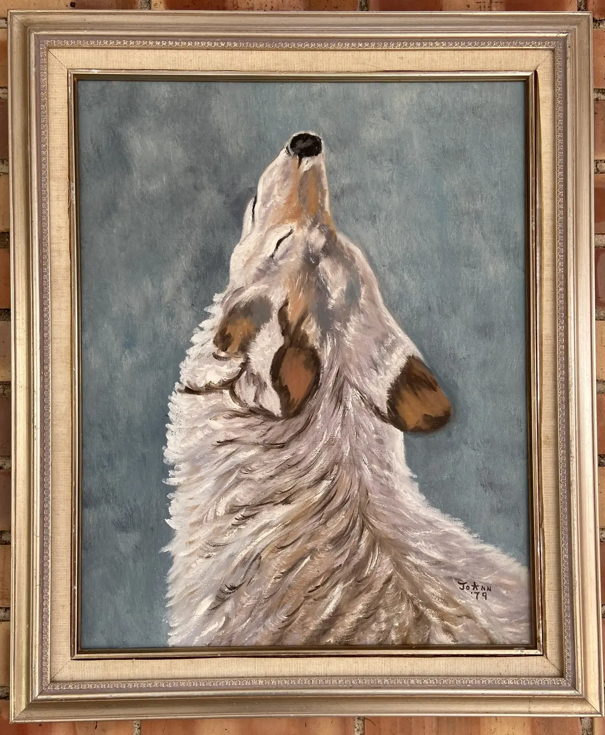 Framed Oil Painting Of Wolf By Joann (2 Of 2) 1