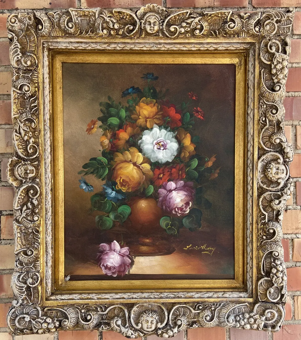Colorful Framed Floral Oil Painting By Lucio Huey 1