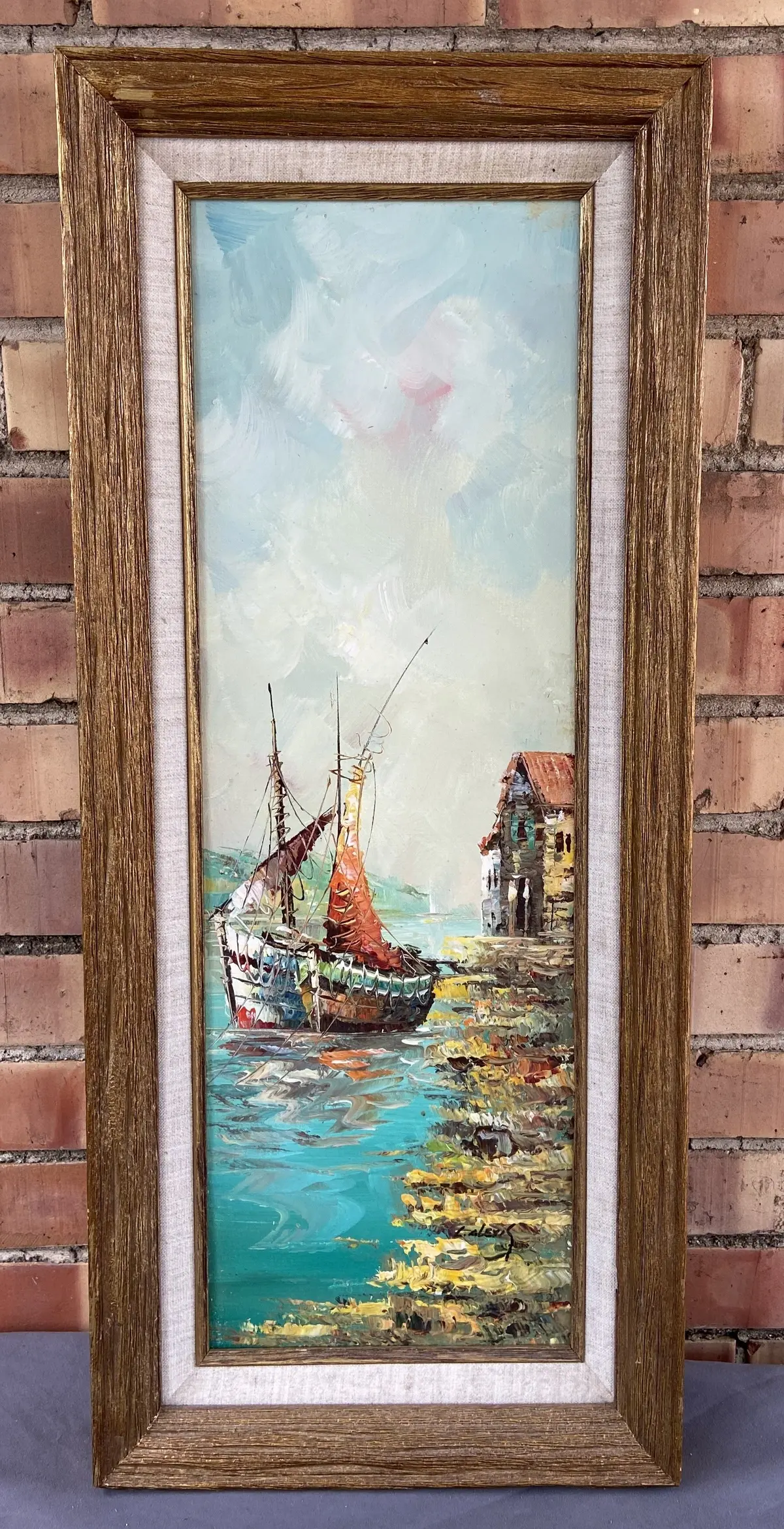 Vertical Sailboat Oil Painting By L. Alexis 1