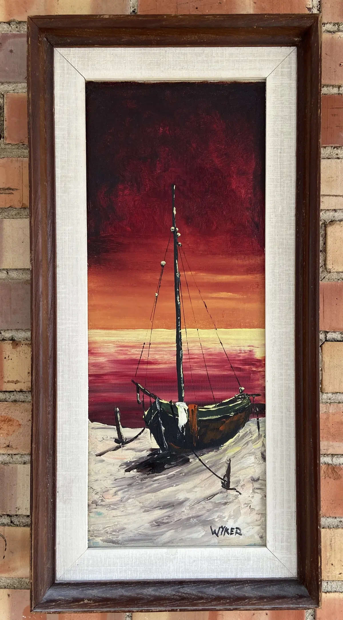 Vertical Sunset Over The Bay With Sail Boat By Wyker 1