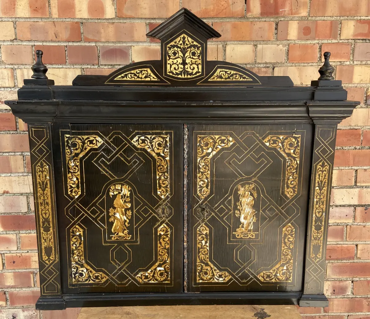 Ebonized 2 Door Cabinet With  Bone Inlay 1