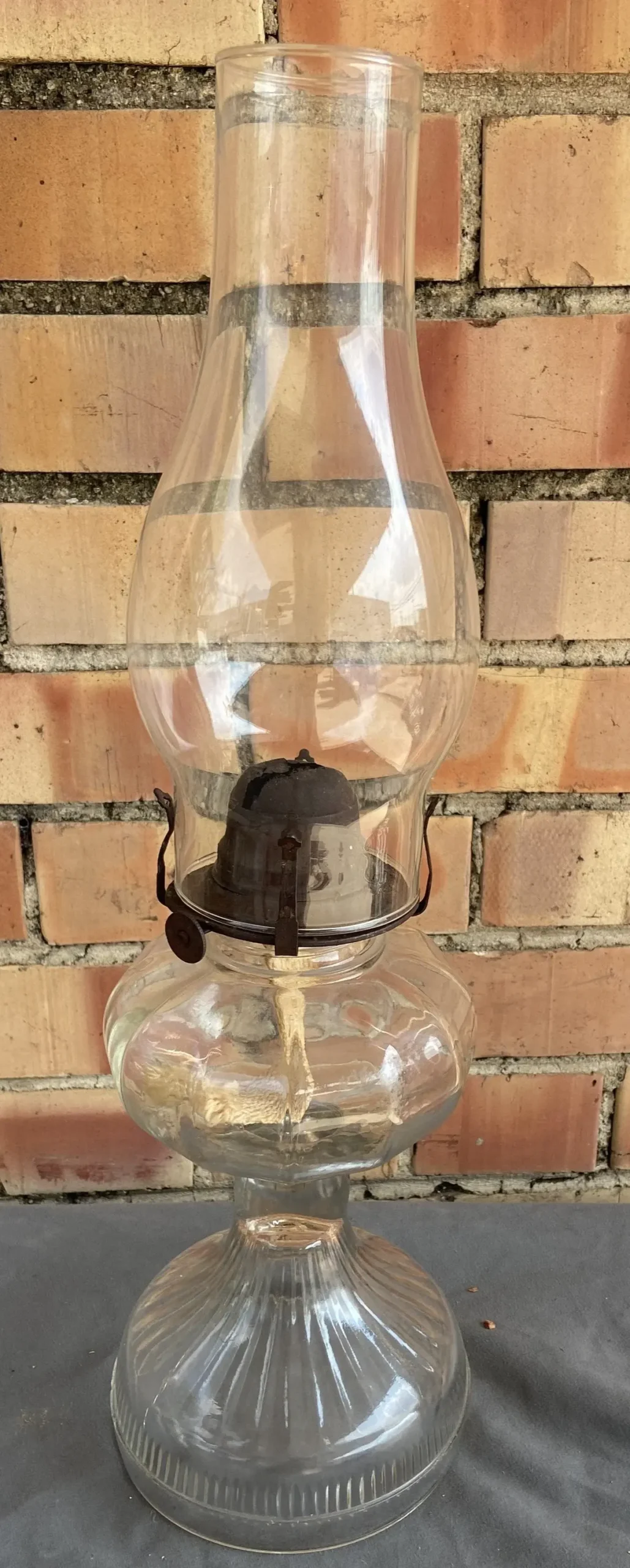 Clear Paneled Glass Oil Lamp 1