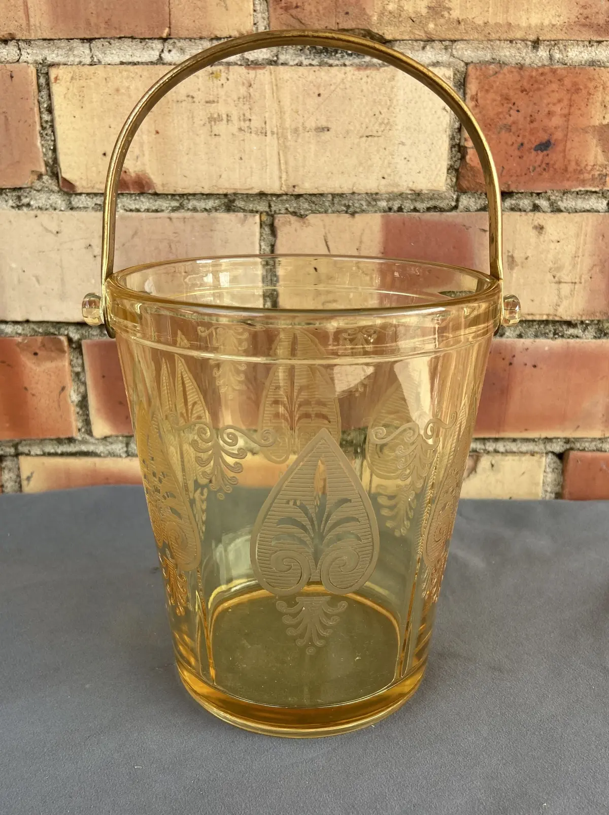 Amber Glass Ice Bucket 1