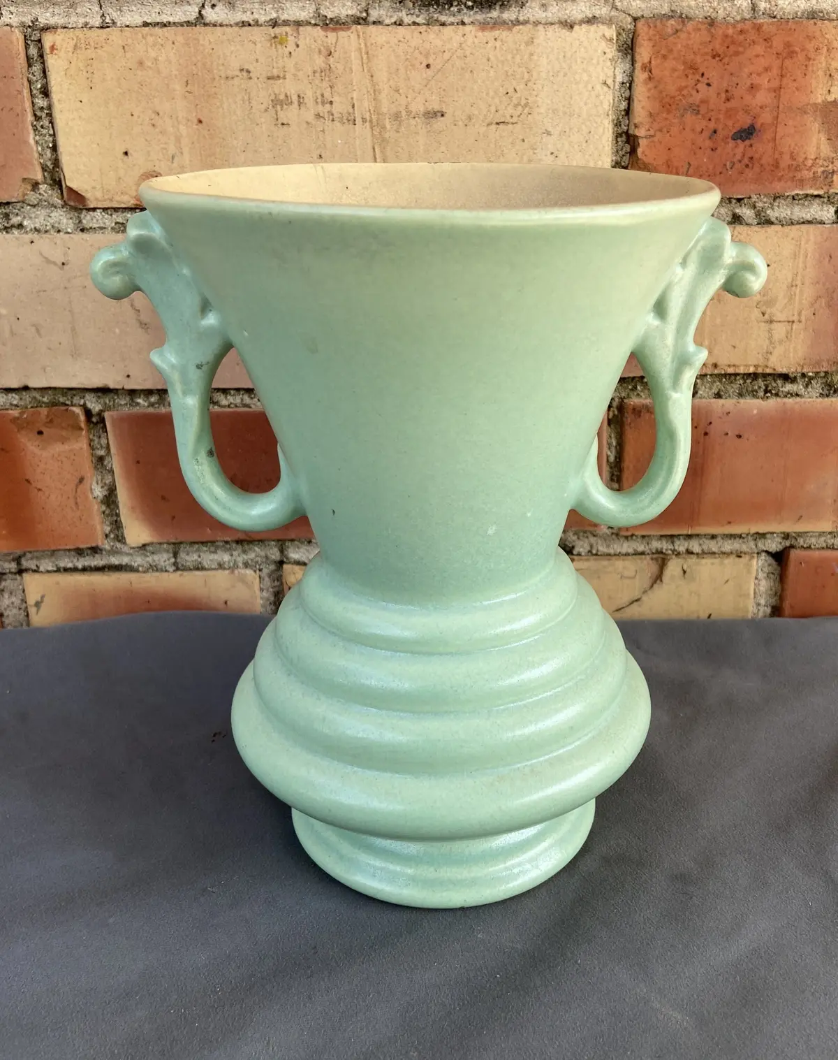 Seafoam Green Glazed Pottery Vase 1